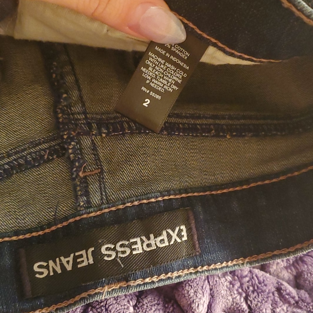 Express Mid Rise Distressed Denim Mini Skirt - Picture 2 of 2